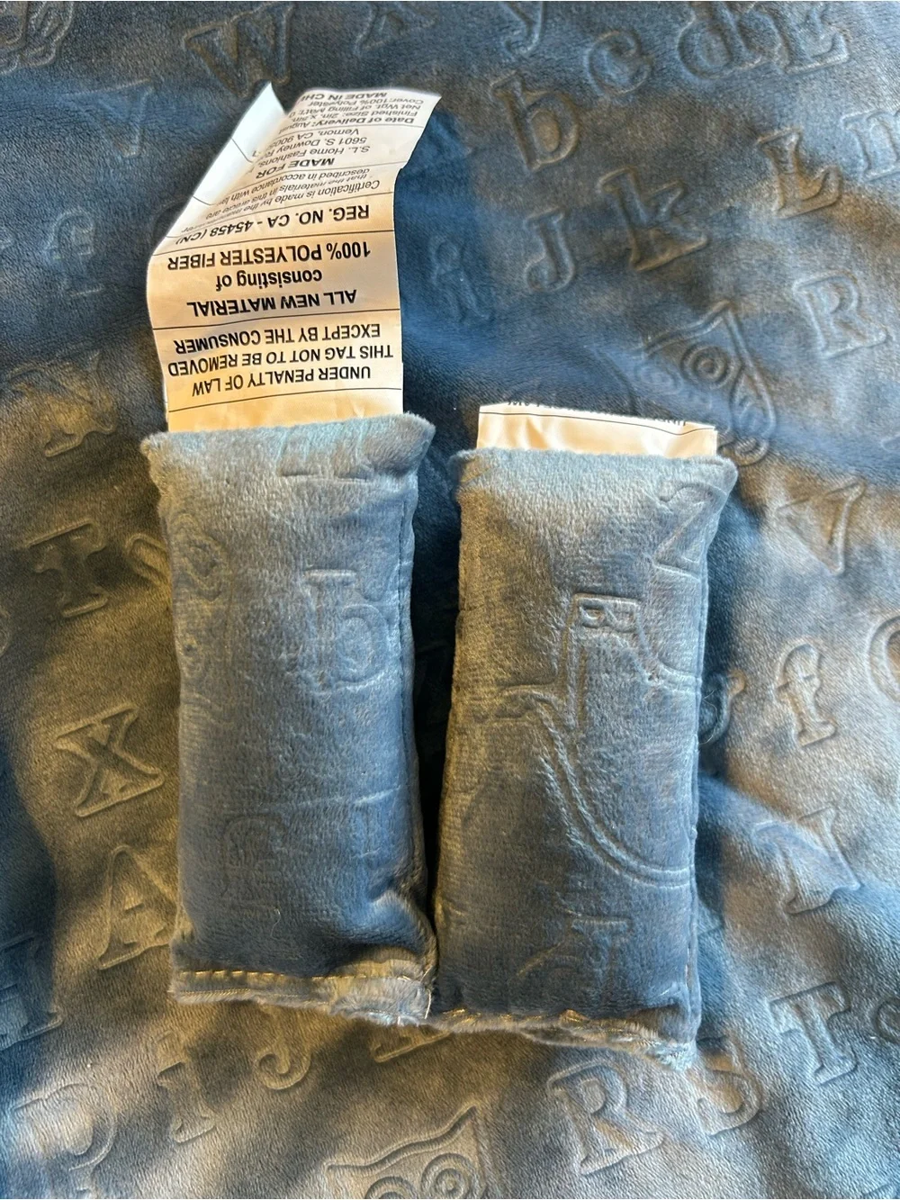 Little Traveler Baby Blanket & Pillow Set Belt Strap Covers Blue ABCs Sherpa